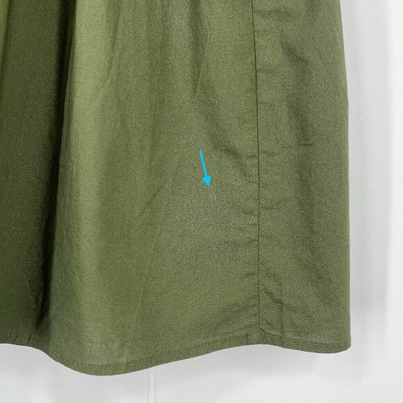 Gap Bubble Sleeve Cotton Poplin Dress Cinch Waist Button Front Size Medium Green - Picture 9 of 15